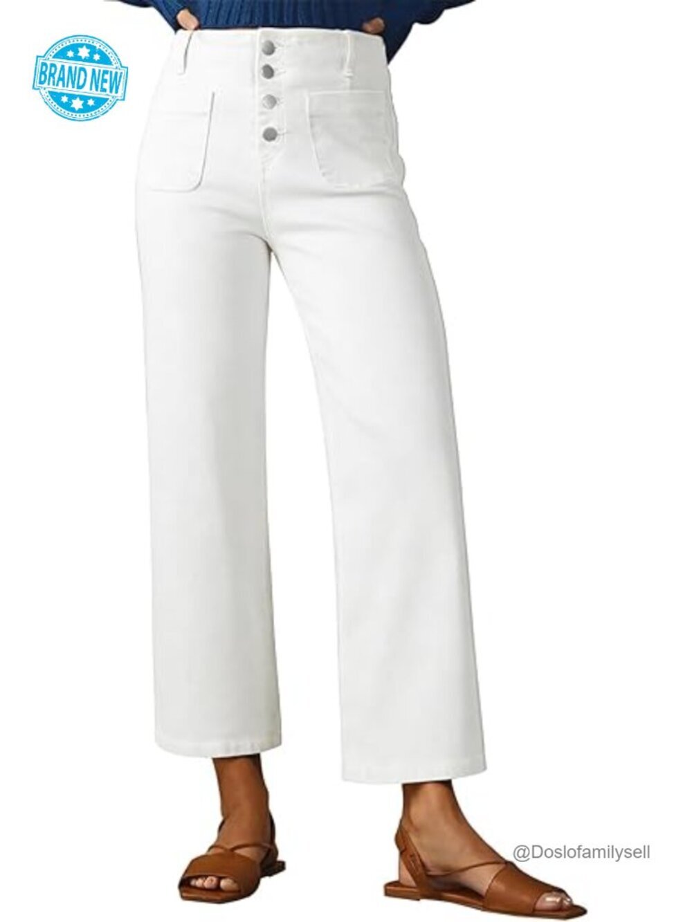 High Waisted Wide Leg Stretchy Straight Leg Jeans with Pocket